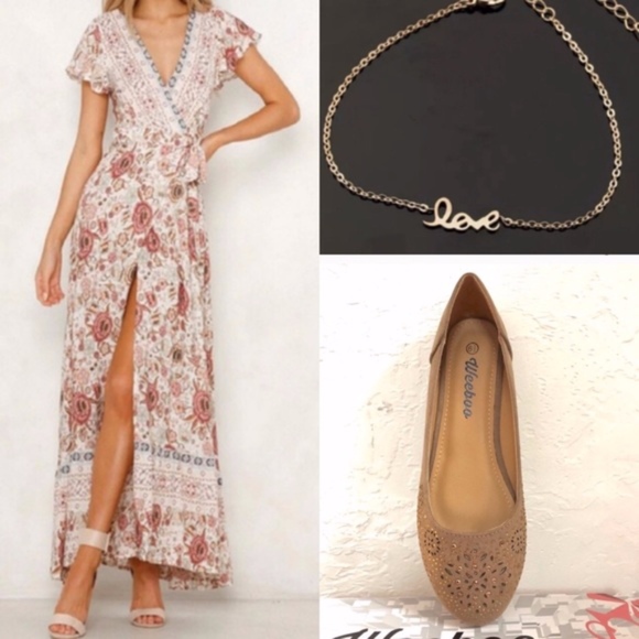 Floral Wrap Maxi Dress with full skirt - Picture 2 of 2